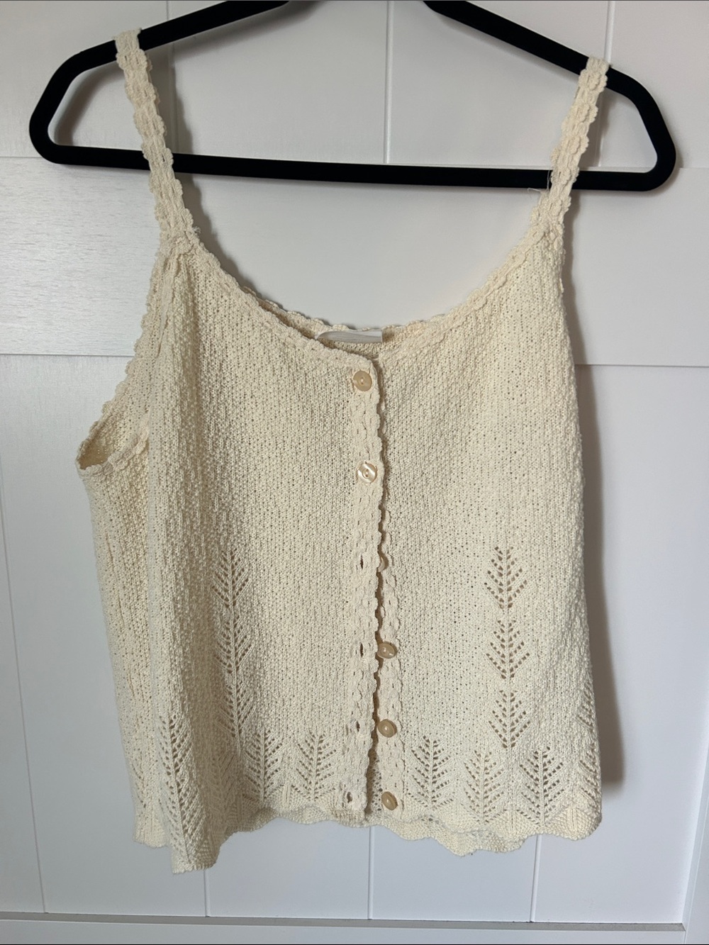 Vintage Cream Knit Button-Front Camisole